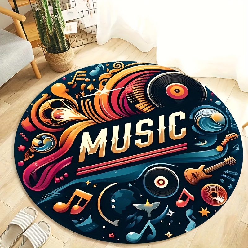 Commercial Vinyl Printing Machine - Alfombra Redonda con Diseño de Disco
