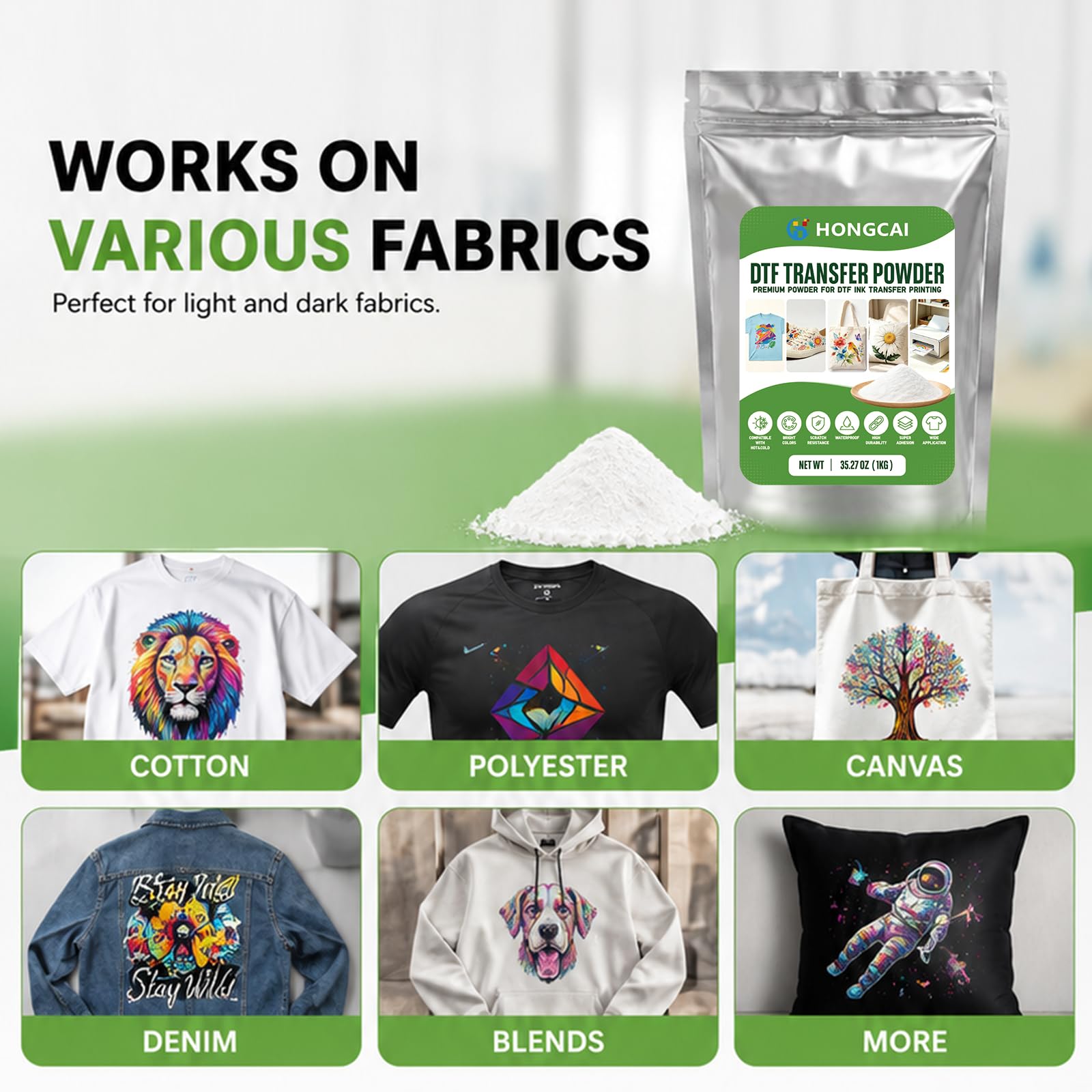 Polvo blanco para impresión DT - Commercial Fabric Printing reseña y precio